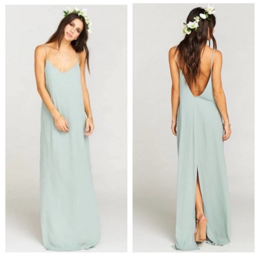 Show Me Your Mumu Jolie Maxi Dress Silver Sage Size Small